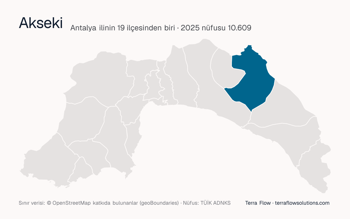 Akseki ilçesinin Antalya ilçe haritasındaki konumu