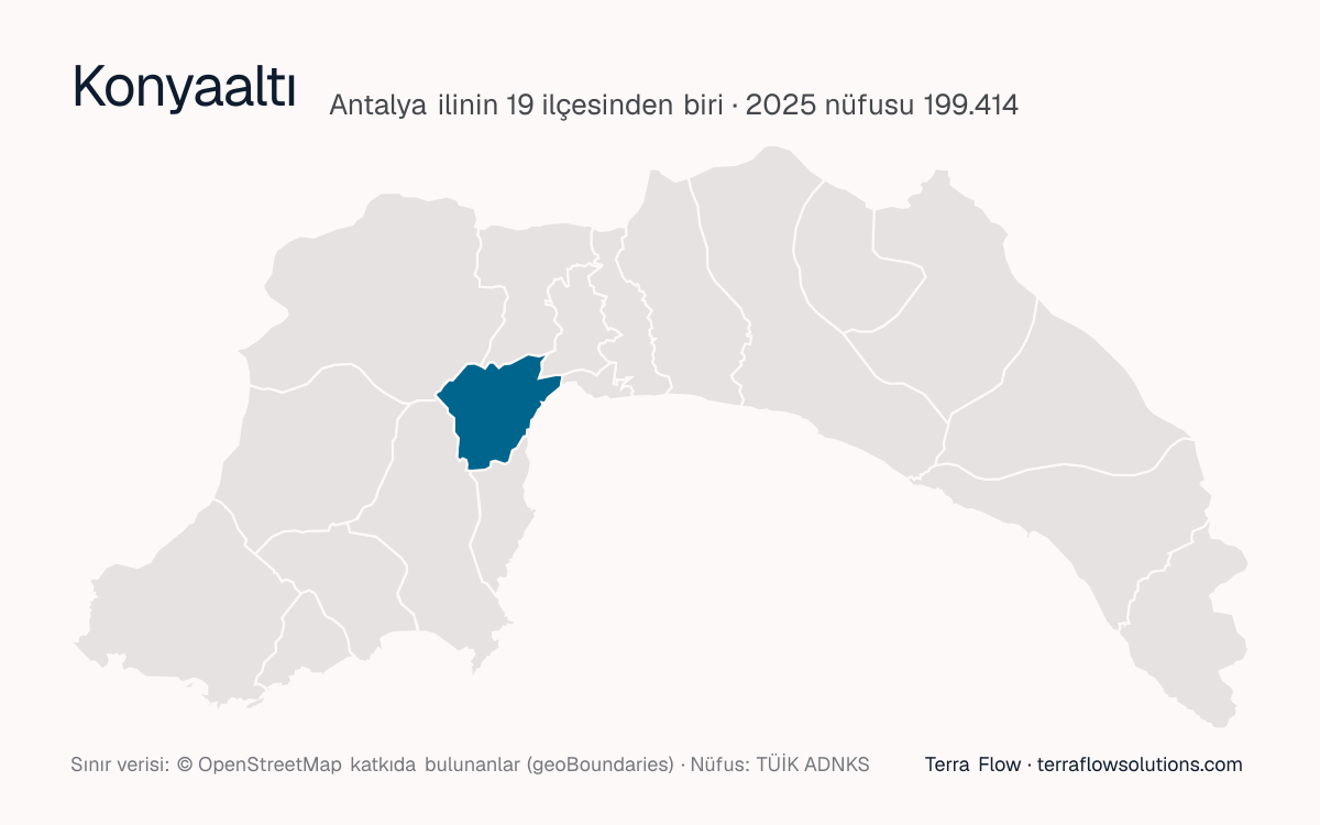 Konyaaltı ilçesinin Antalya ilçe haritasındaki konumu
