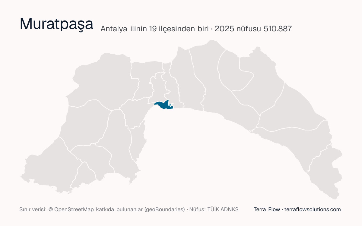 Muratpaşa ilçesinin Antalya ilçe haritasındaki konumu